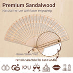 100 Pcs Custom Engraved Hand Fans for Wedding Guests, Personalized Wooden Folding Fans in Bulk, Ideal Favors for Bridal Shower, Baby Shower or Summer Party