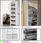 over the door organizer, Solid Bamboo Board (Not Plastic!) 6-Tier Heavy Duty 75LB, 12 Side Pockets, 3 Reinforced Hooks & Anti-Slip Pads, Waterproof & Washable, No Sagging, No Door Damage,White