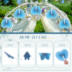 5Pcs Heart-Shaped Paper Fans, Foldable Handheld Fans for Wedding, Bridal Shower, Party Favors & Decorations, Blue/Pink