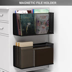 Magnetic Baskets Shelf Bins Organizer Holder Storage Rack Containers for Fridge, Whiteboard, Locker - Home Kitchen Laundry Office School ((1-Pack) Black/XL)
