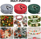 BALEINE 2 Pack Wreath Storage Container, Christmas Wreath Storage Bag with Reinforced Handle for Holiday Xmas (Red, 30"X8")