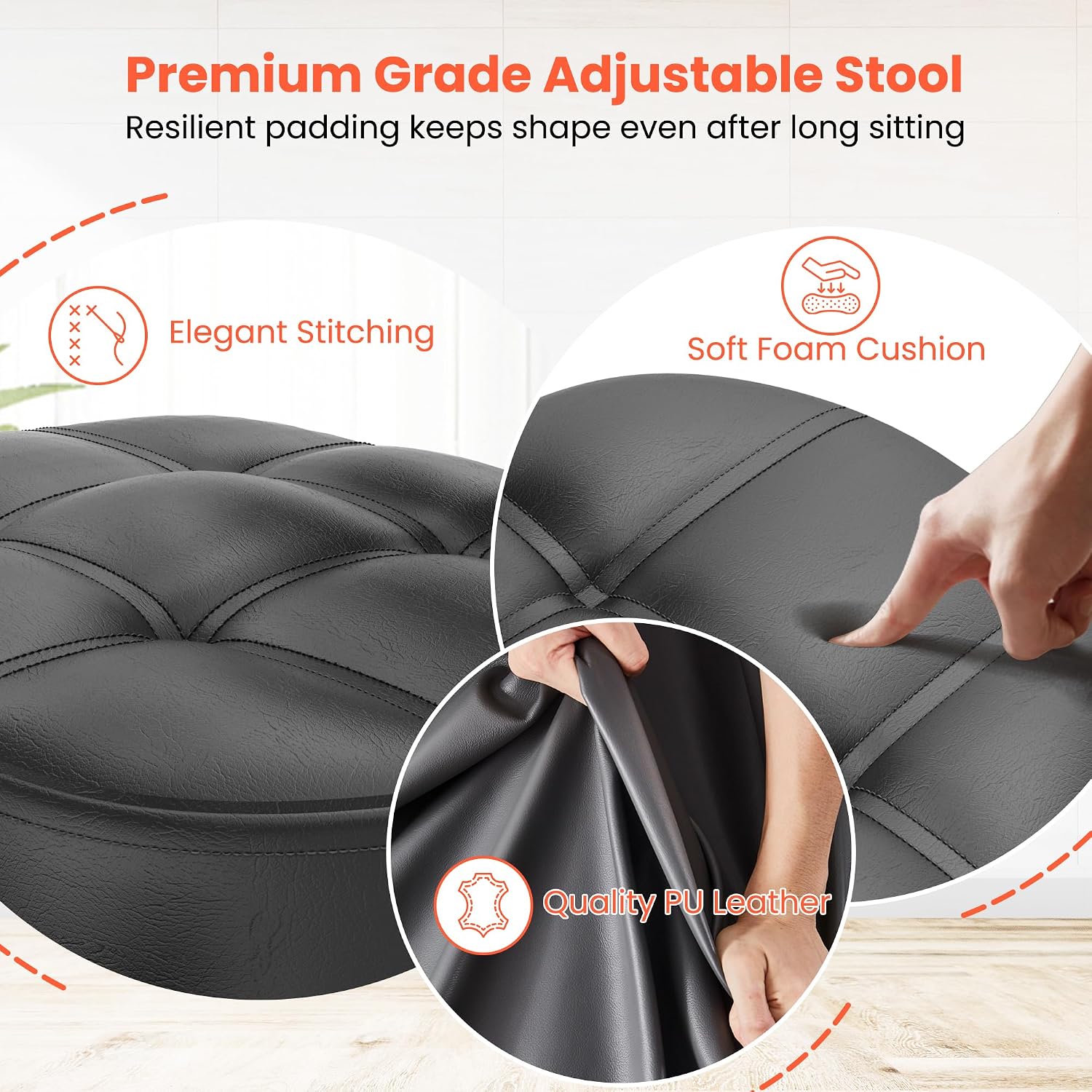 TASALON Cross Legged Office Chair, Criss Cross Chair with Wheels, 360° Swivel Adjustable Height ADHD Chair with Back Support, Ergonomic Kneeling Chair for Meditation, Yoga & Home Office Use, Black
