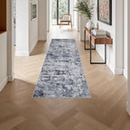 2'x6' Runner Rug Washable Rug: Modern Abstract Soft Thin Runner Rug Grey