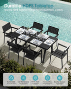 Ciokea Aluminum Patio Dining Chairs Set of 2, Outdoor Stackable Chairs with Wide Seat, All-Weather HDPS Oversized Porch Chair for Backyard, Poolside, Lawn & Garden, Deck | 2-Piece, Black