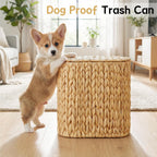 iEGrow 3 Gallon Wicker Trash Can, Bathroom Trash Can with Lid, Narrow Natural Water Hyacinth Waste Basket with Removable Liner, Boho Garbage Can for Bedroom, Office, Small Spaces Living Room, Toilet
