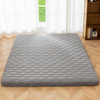 MAXYOYO Japanese Floor Futon Mattress Full Size, 3" Thicken Tatami Sleeping Pad Foldable Roll Up Mattress, Portable Floor Mattress Pad for Adults, Guest Room, Camping, Grey