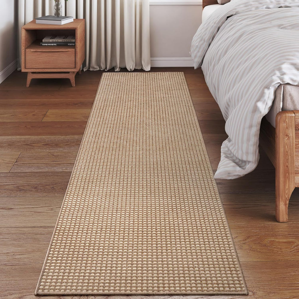 YDKGL 2x6 ft Kitchen Runner Rug Mat Non Slip Boho Woven Hallway Runner Washable, Soft Long Entryway Laundry Hall Floor Runners Rugs Carpet for Indoor Backdoor Bedroom Kitchen Living Room, Brown