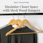 Wooden Hangers 20 Pack – Heavy Duty Wood Coat Hangers with Non-Slip Pant Bar & 360° Swivel Hook, Smooth Finish Clothes Hangers for Closet, Shirts, Suits, Jackets, Dresses & Pants – Natural Wood