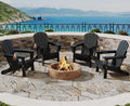 Garvee Folding Adirondack Chair Set of 4, HDPE Outdoor Patio Chair with Cup Holder, All Weather Resistent Wooden Textured for patios, Decks, Gardens, fire Pit, Black