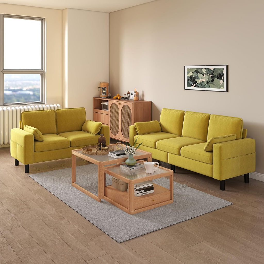 Kinfant 5-Seat Waiting Room Chair- Office Guest Reception Chairs Waiting Furniture Bench with Armrest Modern Upholstered Reception Seating for Salon, Bedroom & Studio, Yellow