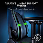 Razer Iskur V2 Gaming Chair: Adaptive Lumbar Support - Adjustable Lumbar Curve - High Density Foam Cushions - Reactive Seat Tilt &152-degree Recline - 4D Armrests - Synthetic Leather - Black