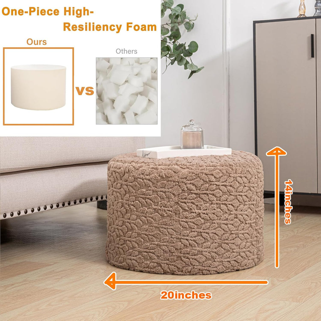 Poofieotto Pouf Ottoman Footstool 20x14In Couch Ottoman Footrest Caramel | All-in-one Foam Floor Pouf,Ottoman Coffee Table,Footstool Ottoman Boho Poof Home Decor Beanbag Chairs for Living Room Bedroom