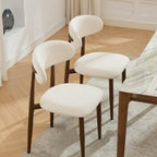 AQO Dining Chairs Set of 4, Modern Dining Room Chairs Kitchen Chairs with Metal Legs, Farmhouse Fabric Dinner Chair for Kitchen Dining Room, Beige/Walnut-Grain Metal Legs