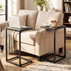 AMHANCIBLE C Shaped End Tables Set of 2, Couch Side Tables that Slide Under Sofa, Slim TV Trays for Living Room and Bedroom, Narrow Space Saving Laptop Workstation, Dark Grey HET02BDG