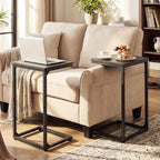 AMHANCIBLE C Shaped End Tables Set of 2, Couch Side Tables that Slide Under Sofa, Slim TV Trays for Living Room and Bedroom, Narrow Space Saving Laptop Workstation, Dark Grey HET02BDG