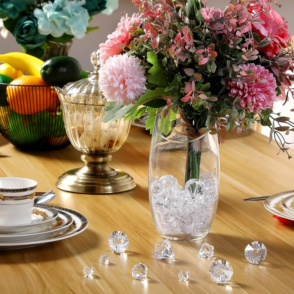 100 Pcs Vase Fillers Diamond Decoration for Craft Multi Size Fake Diamond Acrylic Gems Crystal for Wedding Party (Clear)