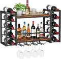 Homeiju Wall Mounted Wine Rack for 30 Bottles, Metal Wine Shelf Storage with Top Enclosure, (31.7" W x 9.8" D x 19.7" H)