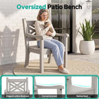 Psilvam Poly Lumber Outdoor Patio Chair with Arms, Weather Resistant Farmhouse Dining Chair with Cross Back, All-Weather Garden Chair, Low Maintenance Outdoor Seating for Backyard Deck Porch, Gray