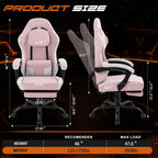 Shintenchi Gaming Chair, Ergonomic Office Chair with Footrest, Lumbar Support and Linkage Armrests, Swive Home Video Game Chairs for Adults, Pink