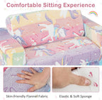 HONEY JOY Toddler Couch, 2-in-1 Convertible Sofa to Lounger, Glow in The Dark, Extra Soft Flip Open Fold Out Chair & Sleeper, Kids Playroom Furniture, Foam Sofa for Boys & Girls, Pink