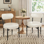 Welzona Upholstered Dining Chairs Set of 4, PU Leather Dining Room Chairs with Sturdy Metal Legs, Kitchen Chairs for Dining Room/Kitchen/Restaurant/Hotel, Modern Style, White