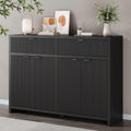 55" W Fluted Buffet Cabinet with Storage Accent Sideboard with 2 Drawers & 4 Doors,Wood Console Coffee Bar Table with Adjustable Shelves for Living Room,Kitchen and Dining Room