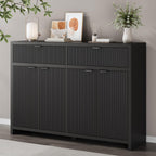 55" W Fluted Buffet Cabinet with Storage Accent Sideboard with 2 Drawers & 4 Doors,Wood Console Coffee Bar Table with Adjustable Shelves for Living Room,Kitchen and Dining Room