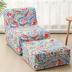 Gemscream Outdoor Inflatable Bean Bag Chair and Ottoman, Portable Inflatable Bean Bag and Ottoman with Handle for Patio Garden Home Boho Decorative Living Room (Paisley Pattern)