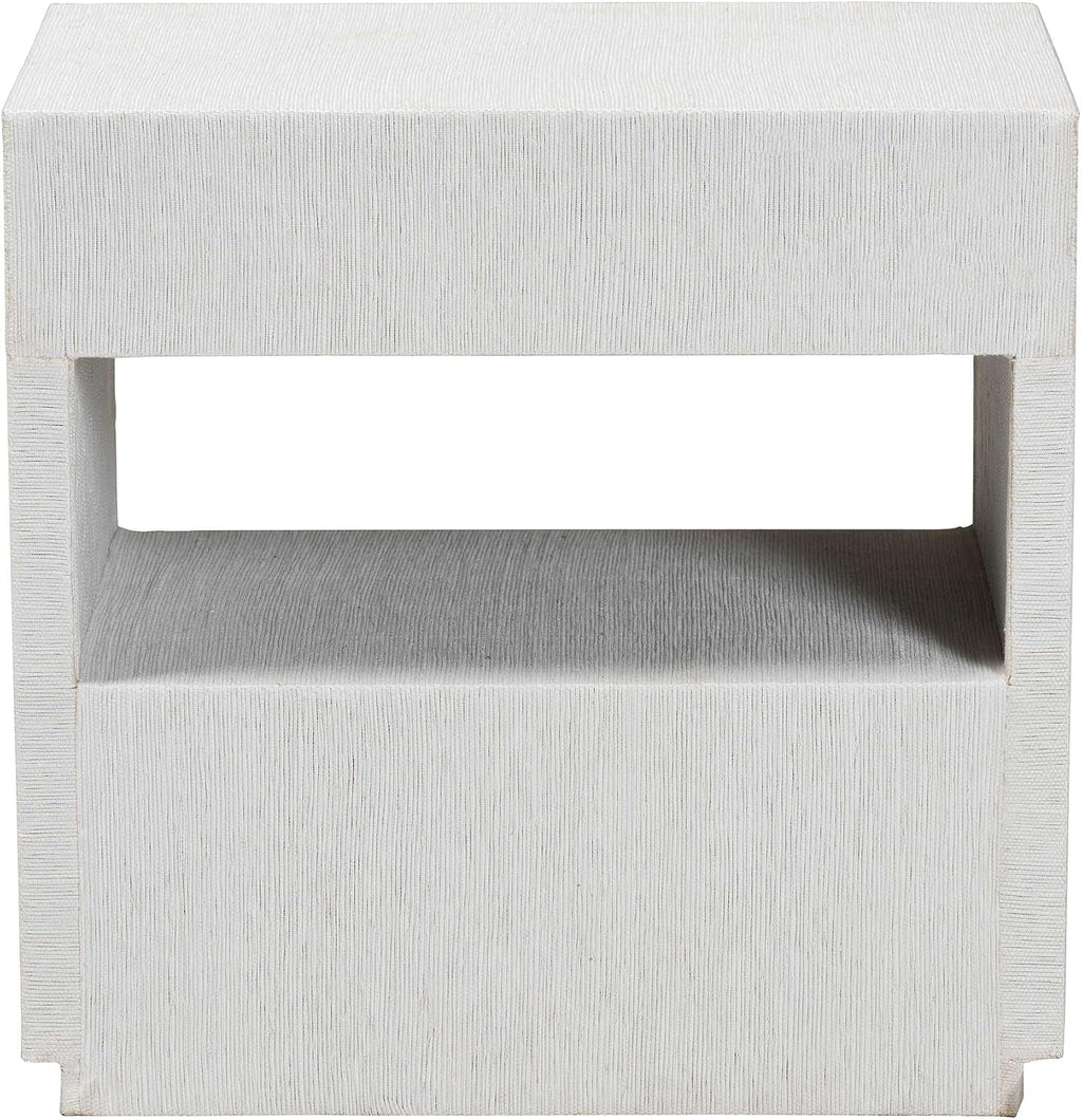 Bali & pari Kai Grasscloth End Table - 2-Drawer Accent Table or Nightstand with Open Shelf, Handwoven Decor for Bedroom or Living Room