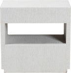 Bali & pari Kai Grasscloth End Table - 2-Drawer Accent Table or Nightstand with Open Shelf, Handwoven Decor for Bedroom or Living Room