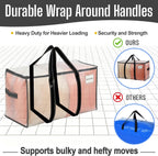 VENO 2 Pack Clear Moving Bags Heavy Duty, 90L Extra Large Transparent Storage Bags, 50lbs Loads, Zippers, Handles & Tag, Moving Boxes Alternative for College Dorm Essentials, Closet