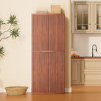72" Tall Kitchen Pantry Cabinet with 6 Door Shelves, Modern Fluted Wood Storage Cupboard, Walnut Finish Organizer for Kitchen and Dining Fluted Cabinet Room, 30" W x Fluted Pantry c