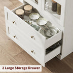 CABIHOME 72" Tall Arched Kitchen Pantry Cabinet, Freestanding Farmhouse Storage Cupboard with Doors, Drawers & Shelves, Versatile Wooden Organizer for Dining Room, Living Room, White