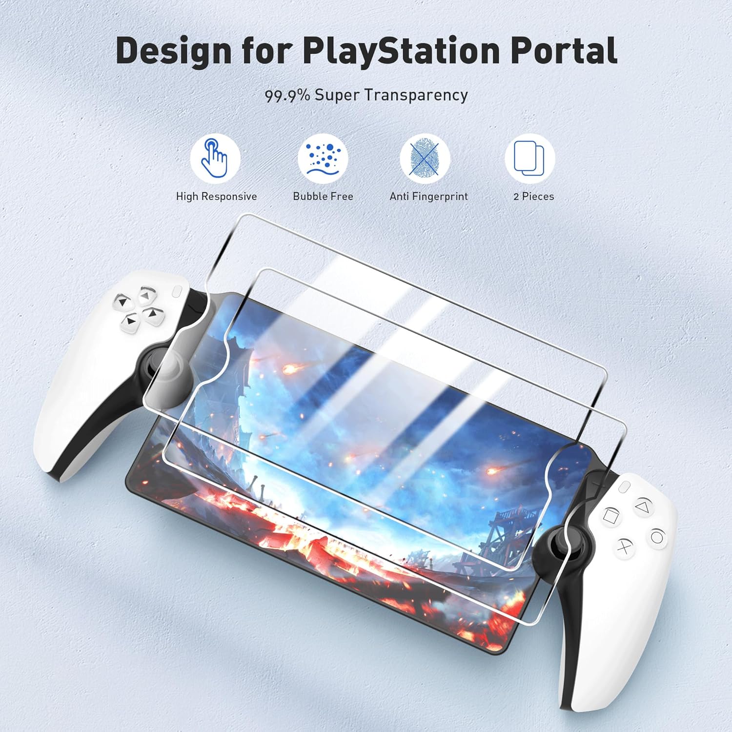 Foluck 4 in 1 Carrying Case for PlayStation Portal Remote Player, Waterproof Hard Case for PS5 Portal with Soft Protective Cover Skin Case, 2 Screen Protector, 4 Thumb Grip Caps, PS Portal Accessories
