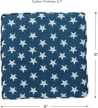 Outdoor 18-inch Square Reversible Seat Cushion with Ties, 4-Pack, Stars