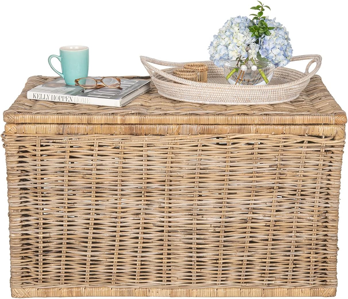 Kouboo Rattan Kobo Decorative Storage Trunk with Lid, Large