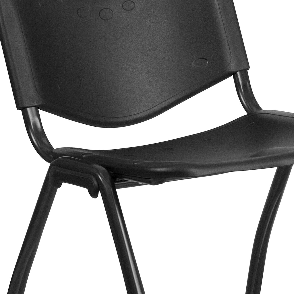 EMMA + OLIVER 880 lb. Capacity Black Plastic Stack Office Side Chair