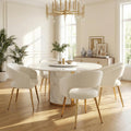 Velvet Dining Chairs Set of 4, Upholstered Dining Room Chairs with Gold Metal Legs, Modern Accent Kitchen Chairs with Curved Backrest for Living Room, Beige