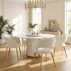 Velvet Dining Chairs Set of 4, Upholstered Dining Room Chairs with Gold Metal Legs, Modern Accent Kitchen Chairs with Curved Backrest for Living Room, Beige