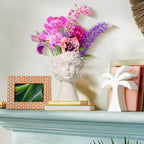ComSaf White Ceramic Face Vase for Decor,Modern Style Female Form Flower Vase,Unique Flower Vase for Home Living Room Office Decor - Face Type B