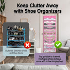 Kotkn Over The Door Shoe Organizer with 12 Large Breathable Pockets - Durable Hanging Storage for the Entire Family's Shoes (Pink)