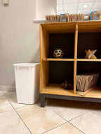 Rubbermaid Small Kitchen Bathroom Trash Can, 9 Gallons, White, Waste Basket for Under Counter/Kitchen/Office/Bedroom/Bathroom