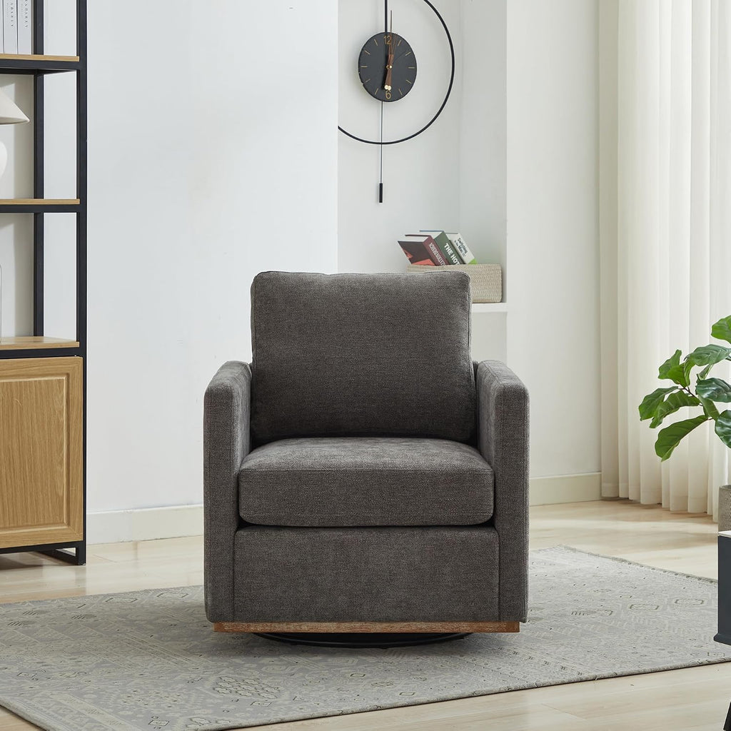 Swivel Accent Chair,30.7 Inch Wide Upholstered Square Comfy Lounge Armchair with 360 Degree Rotation,Ideal for Living Room, Bedroom, Apartment, Nursery Home Decor (Charcoal)
