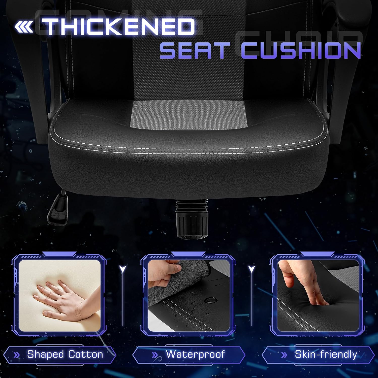 Office Gaming Chair High Back Leather Computer Chairs Ergonomic Height Adjustable Racing Game Desk Chair Executive Conference Task Chair (Grey)