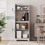 Farmhouse Pantry Cabinet, 71" Tall Wood Kitchen Storage Cabinet with 4 Doors & Adjustable Shelves, Large Freestanding Food Pantry Cupboard with Anti-Tip Kit for Kitchen, Dining Room, Living Room