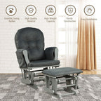 DORTALA Baby Glider Rocker with Ottoman, Multi-Position Glider with Cleanable Upholstered, Smooth Rocking Motion, Nursery Glider & Ottoman Sets for Nursing Baby, Reading, Grey