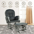 DORTALA Baby Glider Rocker with Ottoman, Multi-Position Glider with Cleanable Upholstered, Smooth Rocking Motion, Nursery Glider & Ottoman Sets for Nursing Baby, Reading, Grey