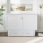 AFI, Nantucket Full Size Murphy Bed Chest with Mattress, Storage Drawer and Built-in USB Charger, White
