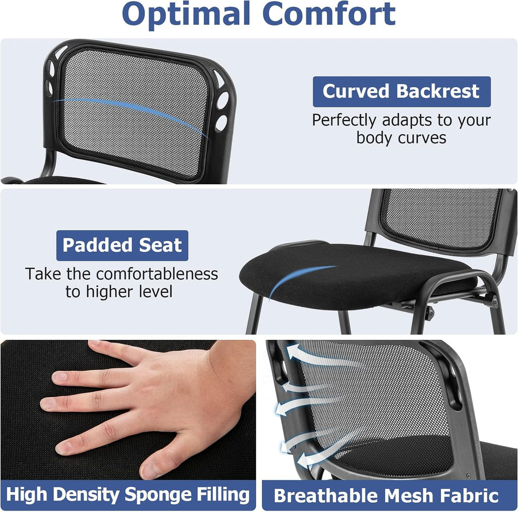 Giantex Set of 10 Office Guest Chair, Stackable Waiting Room Chair with Padded Seat, Metal Frame, 330Lbs Capacity, Conference Room Chair, Reception Chair for Lobby, Training Room, Meeting Room