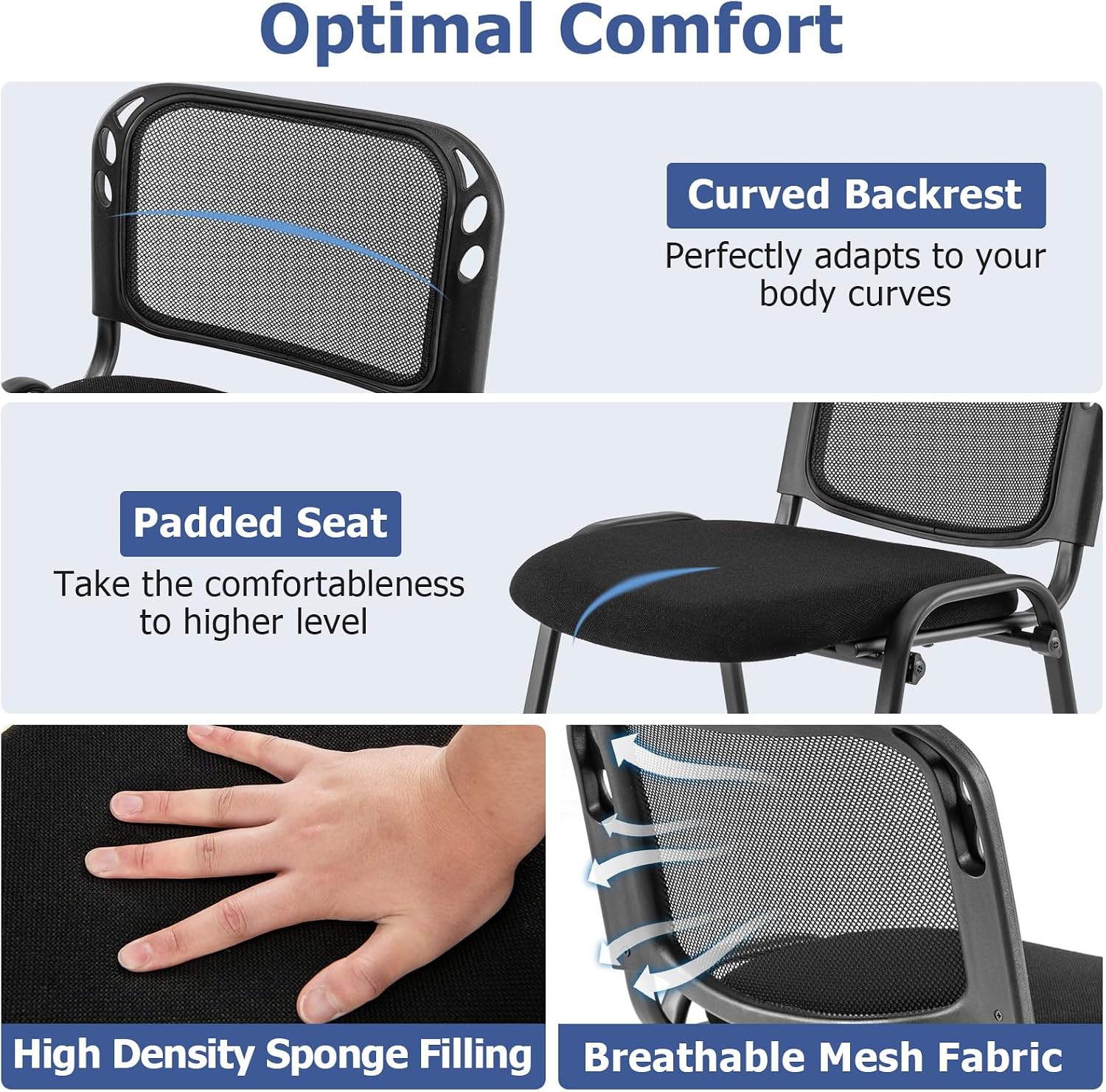 Giantex Set of 10 Office Guest Chair, Stackable Waiting Room Chair with Padded Seat, Metal Frame, 330Lbs Capacity, Conference Room Chair, Reception Chair for Lobby, Training Room, Meeting Room